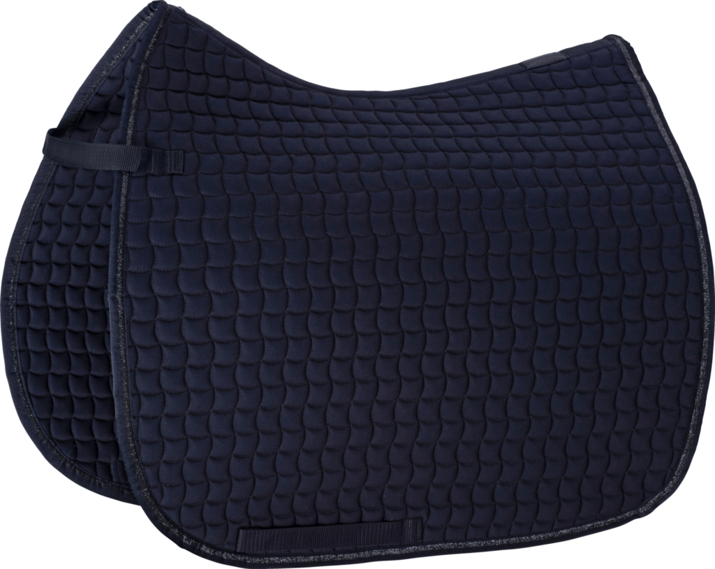 PS de Suède, tapis de selle de dressage en velours monogrammé, bleu brume | Amiko & Friends